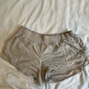 White Lululemon athletic shorts